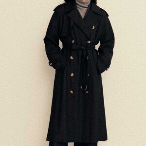 NEW Argent Classic Trench Coat  in Seasonless Wool/Black
